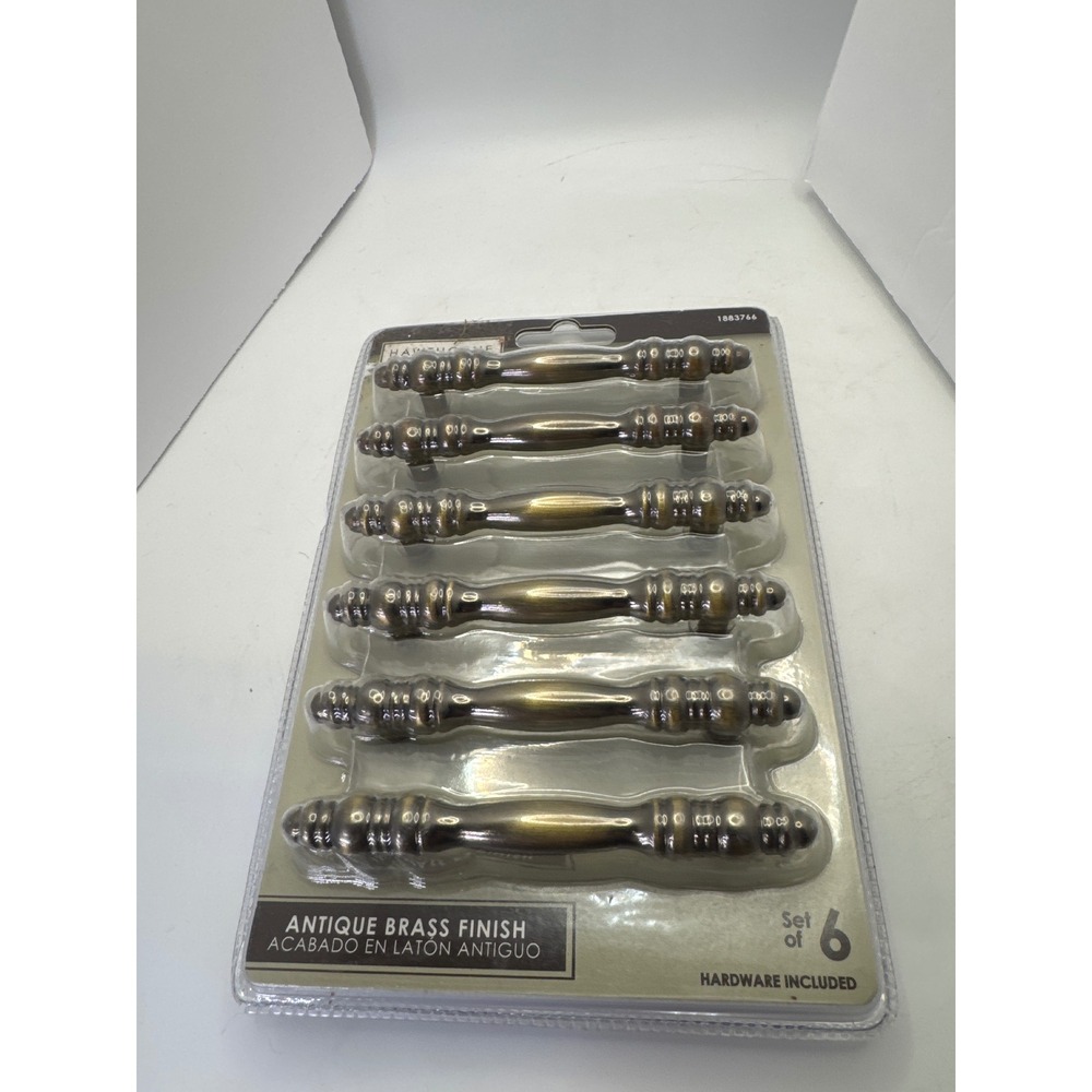Hawthorne Antique‎ Brass Finish Drawer Pulls Cabinet Hardware Set of 6